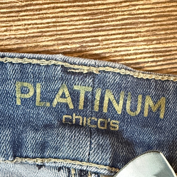 Chico’s Platinum Jeans with Rips & Rhinestone - Picture 4 of 10